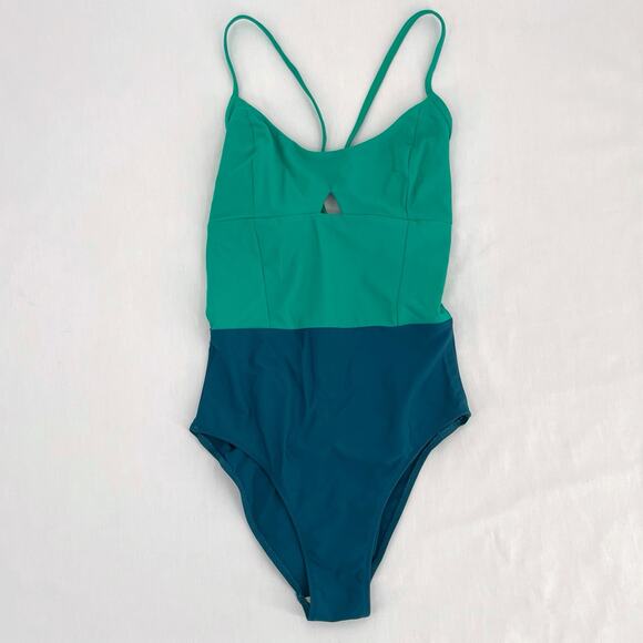 Summersalt The Swan Dive Green Teal Seaglass Seaweed Keyhole One Piece Swimsuit - Picture 2 of 13